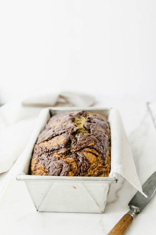 Chocolate Halvah Swirled Zucchini Bread
