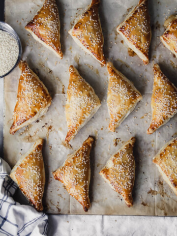 Israeli Bourekas with Potato and caramelized onions