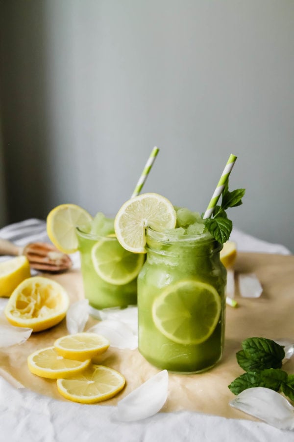 Limonana Slushie Frozen Lemonade with Fresh Mint