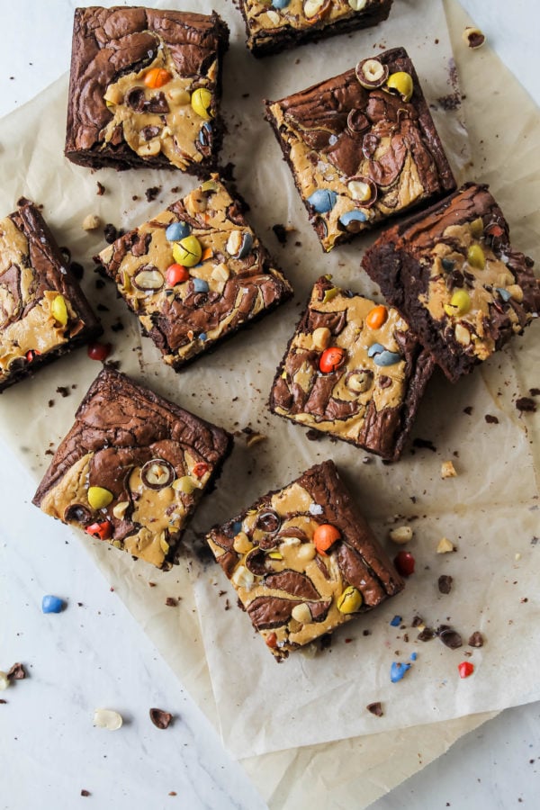 Peanut butter marbled brownies